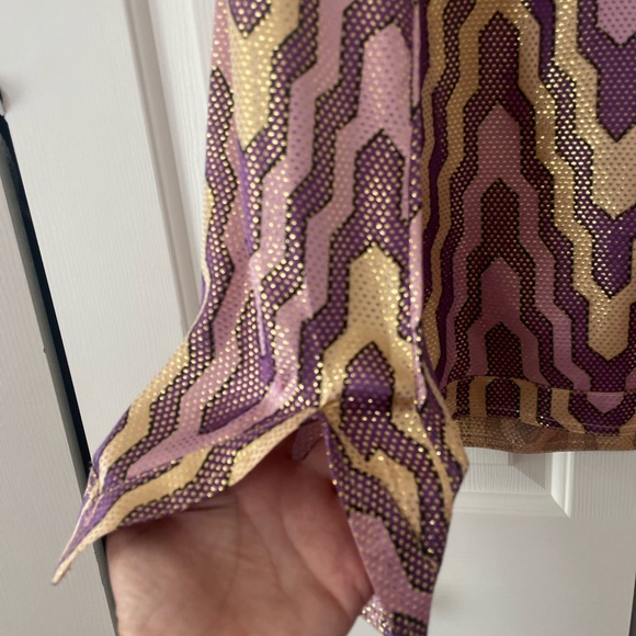 Tory Burch size 6 purple metallic woman’s long sleeve tunic top blouse new - Picture 6 of 8